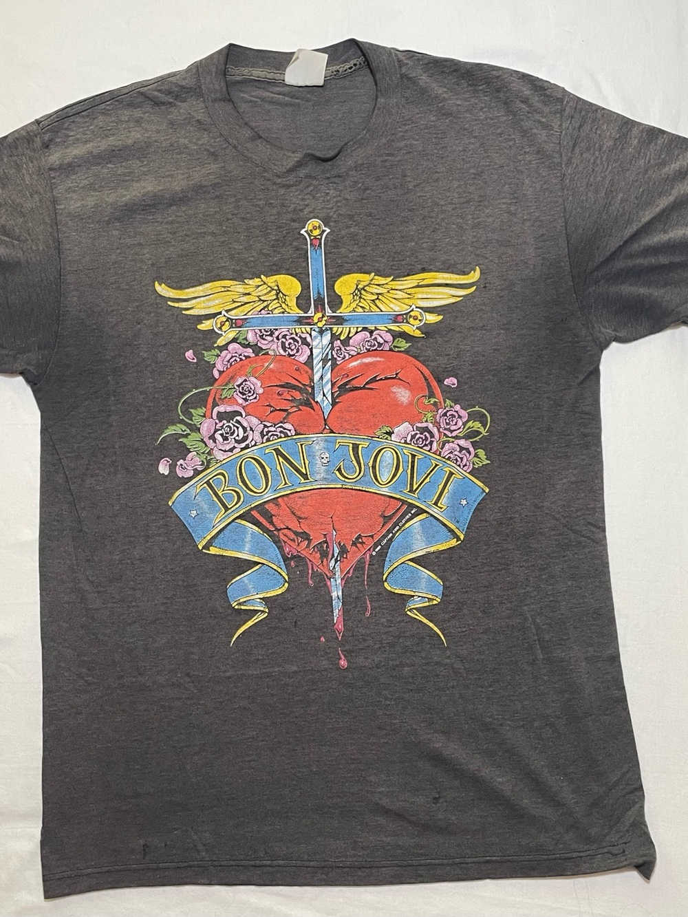Vintage 1989 Bon Jovi America Tour T-Shirt No Tag M? W-18 L-26.5